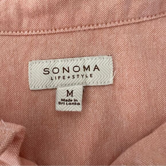 Sonoma Life Style Mens Shirt Medium Salmon Button Down Long Sleeve Cotton Classi - Picture 7 of 11